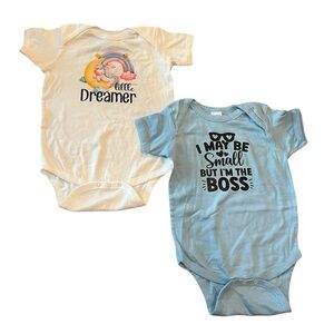 NWOT Handmade 24 month Little Dreamer and Boss Baby One Piece Set